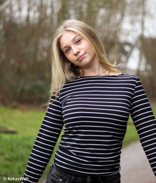 Baumwolljersey -Isa- Streifen - schwarz weiss